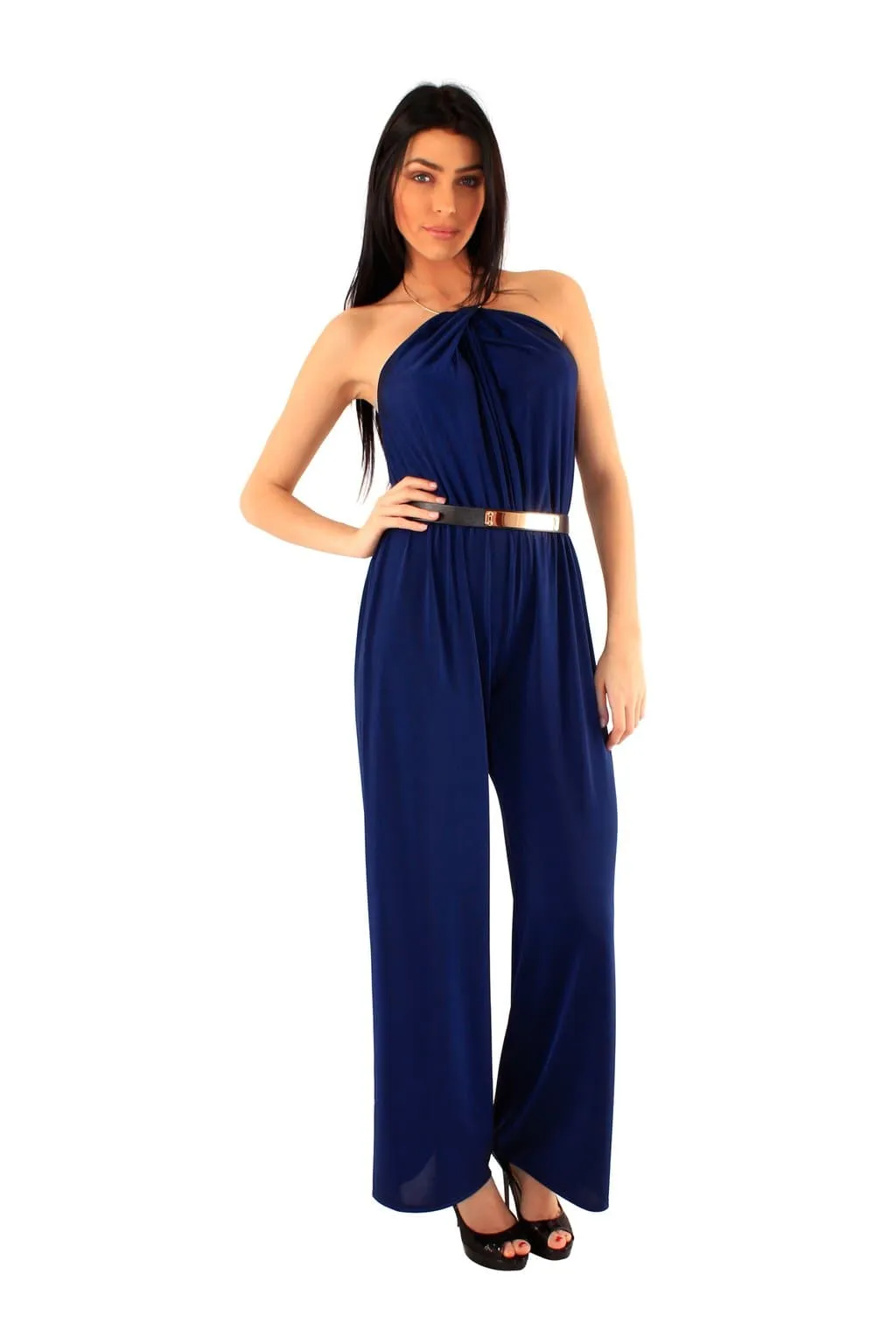 Choker Neck Jumpsuit with Belt