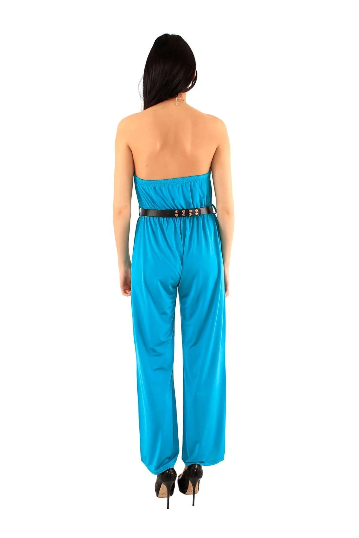 Choker Neck Jumpsuit with Belt