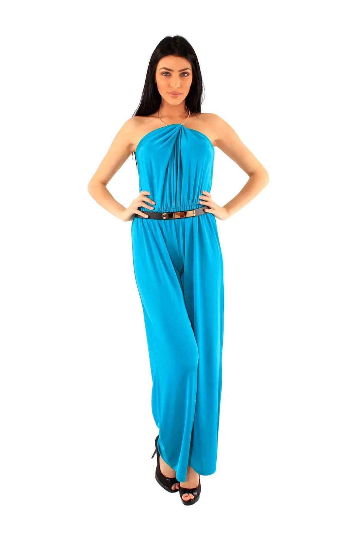 Choker Neck Jumpsuit with Belt