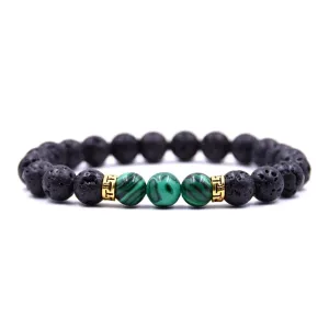 Classy Men Bracelet Lava Stone Green