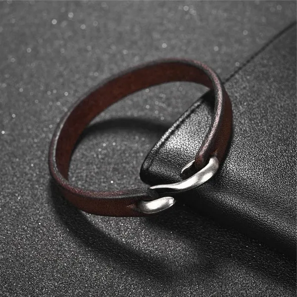 Classy Men Dark Brown Vintage Leather Bracelet