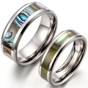 Comfort Fit Top Quality Tungsten Carbide with Abalone Inlay Men's Ring