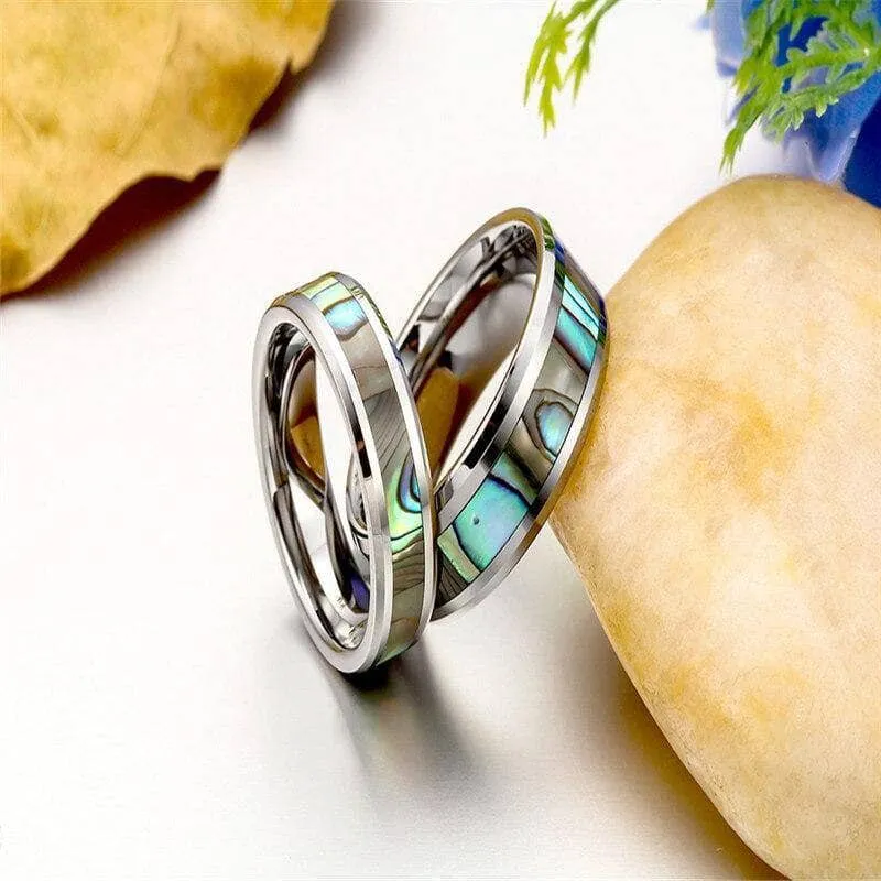 Comfort Fit Top Quality Tungsten Carbide with Abalone Inlay Men's Ring