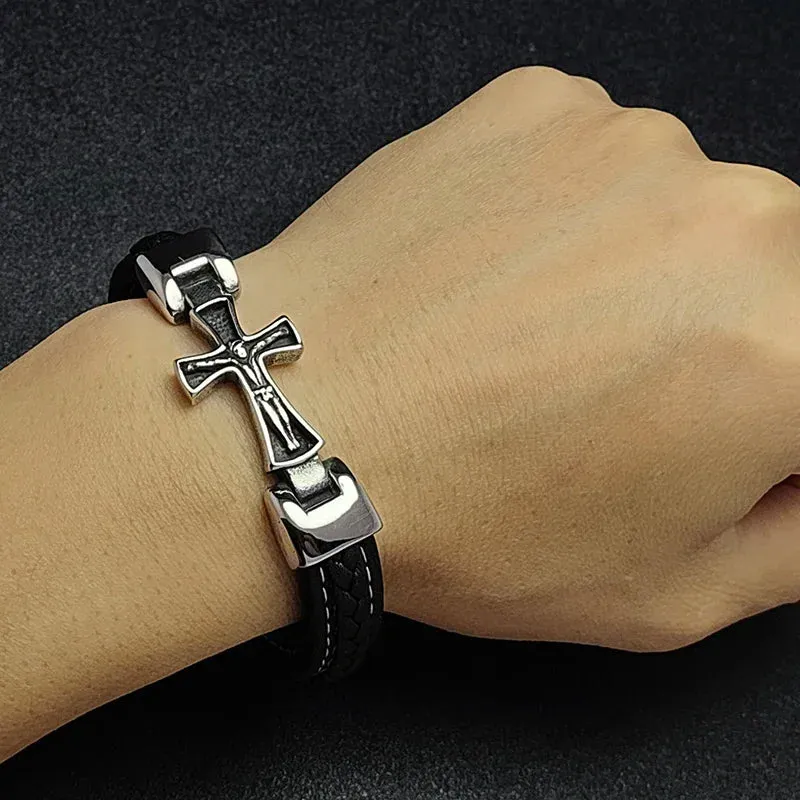 Cross casual leather bracelet