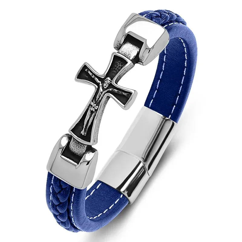 Cross casual leather bracelet