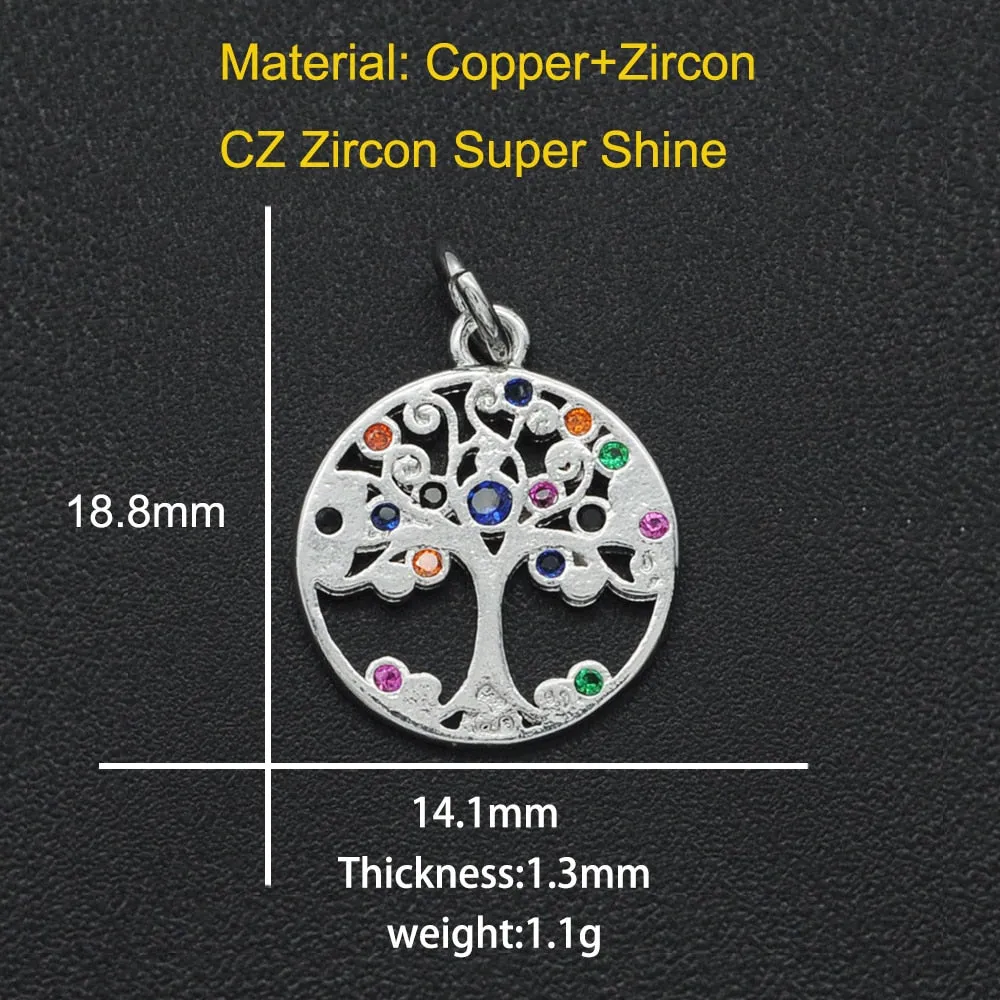 CZ Charms Cactus Necklace Pendant Zircon Tree of Life Connector For Jewelry Bracelet Accessories