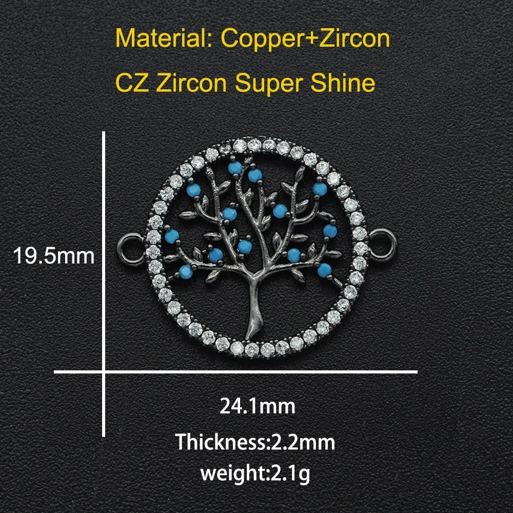 CZ Charms Cactus Necklace Pendant Zircon Tree of Life Connector For Jewelry Bracelet Accessories