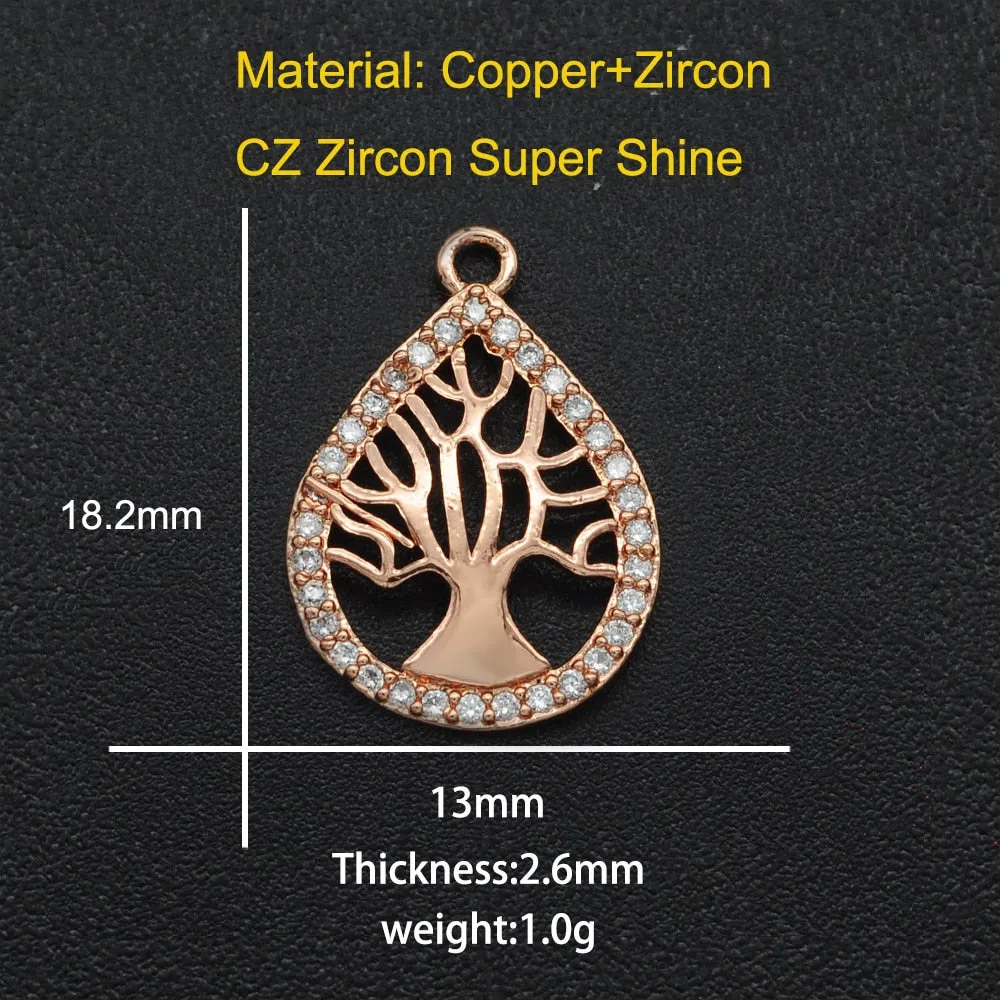 CZ Charms Cactus Necklace Pendant Zircon Tree of Life Connector For Jewelry Bracelet Accessories