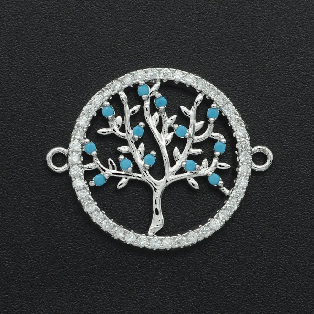 CZ Charms Cactus Necklace Pendant Zircon Tree of Life Connector For Jewelry Bracelet Accessories