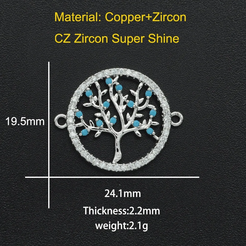 CZ Charms Cactus Necklace Pendant Zircon Tree of Life Connector For Jewelry Bracelet Accessories