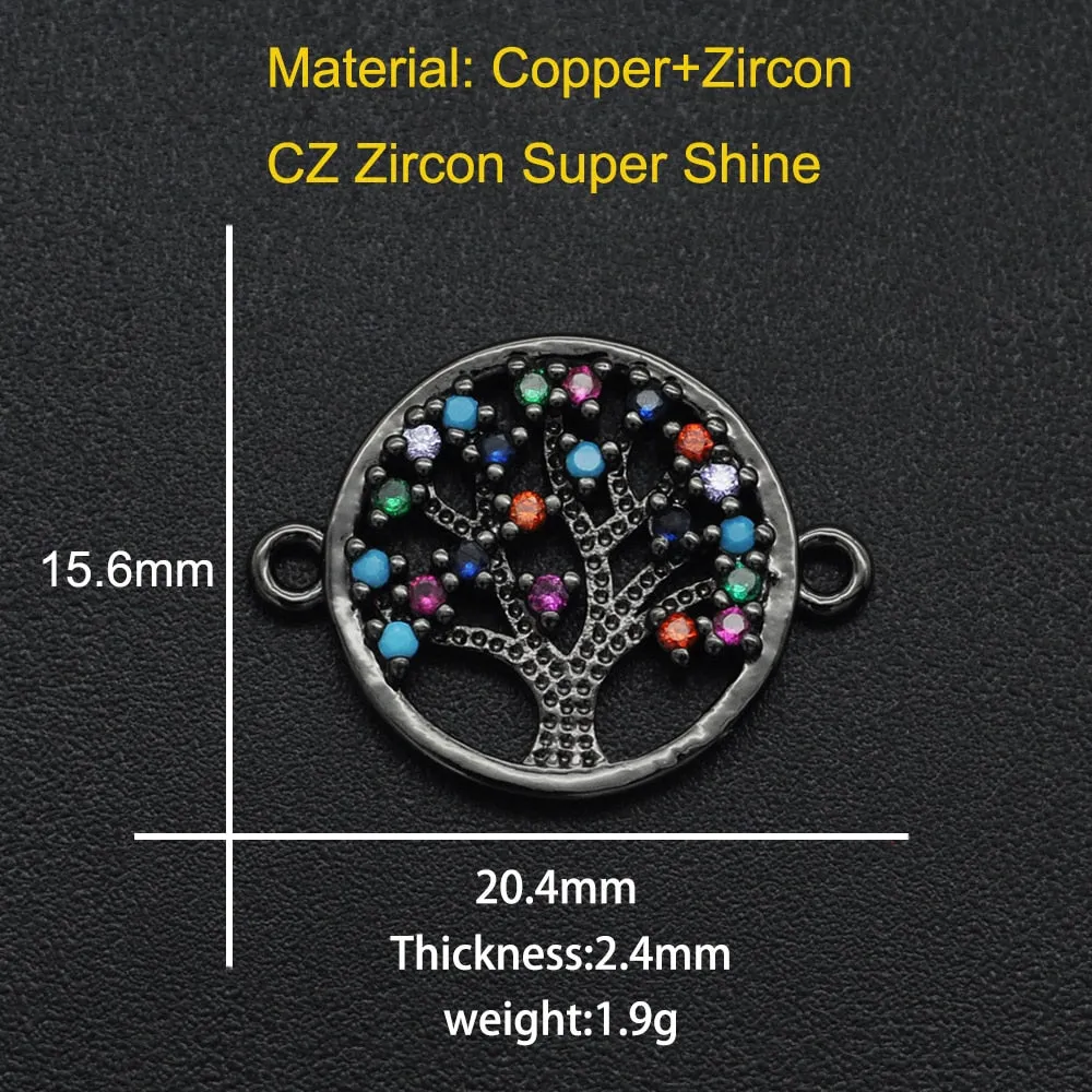 CZ Charms Cactus Necklace Pendant Zircon Tree of Life Connector For Jewelry Bracelet Accessories