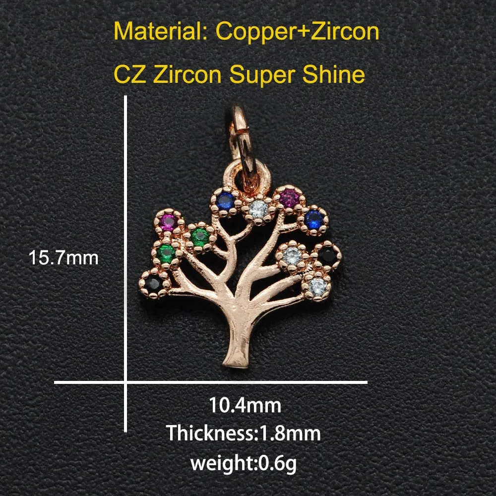 CZ Charms Cactus Necklace Pendant Zircon Tree of Life Connector For Jewelry Bracelet Accessories