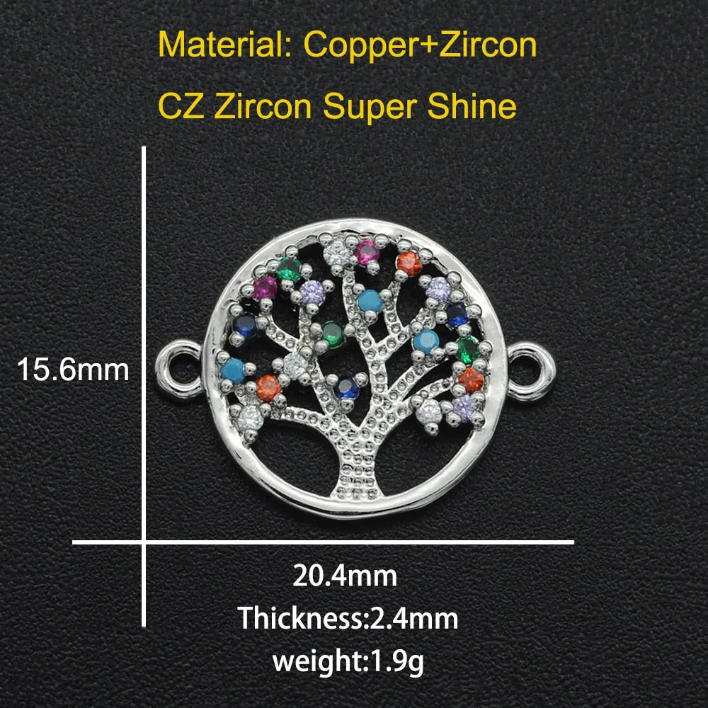 CZ Charms Cactus Necklace Pendant Zircon Tree of Life Connector For Jewelry Bracelet Accessories