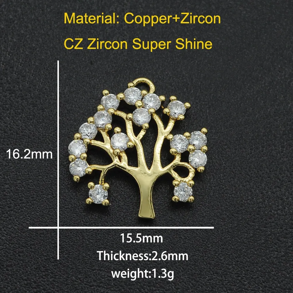 CZ Charms Cactus Necklace Pendant Zircon Tree of Life Connector For Jewelry Bracelet Accessories