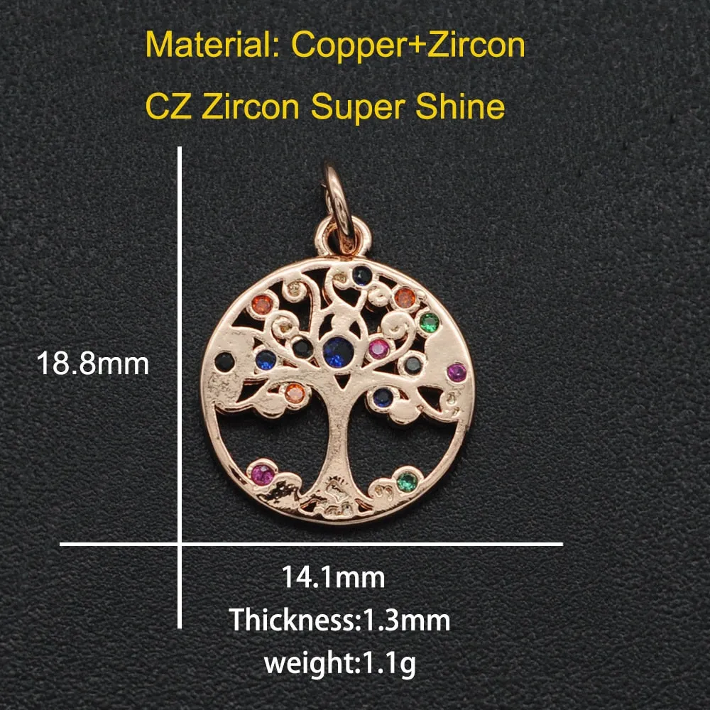 CZ Charms Cactus Necklace Pendant Zircon Tree of Life Connector For Jewelry Bracelet Accessories