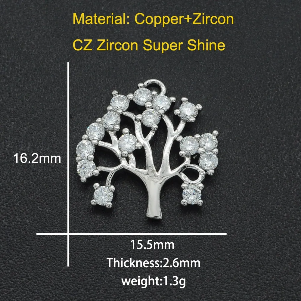 CZ Charms Cactus Necklace Pendant Zircon Tree of Life Connector For Jewelry Bracelet Accessories