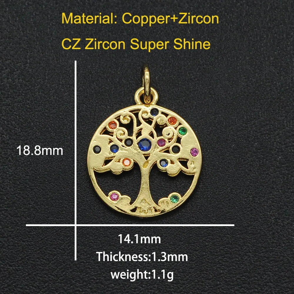 CZ Charms Cactus Necklace Pendant Zircon Tree of Life Connector For Jewelry Bracelet Accessories