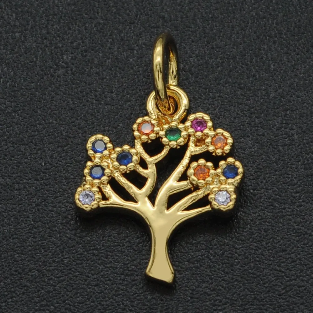 CZ Charms Cactus Necklace Pendant Zircon Tree of Life Connector For Jewelry Bracelet Accessories