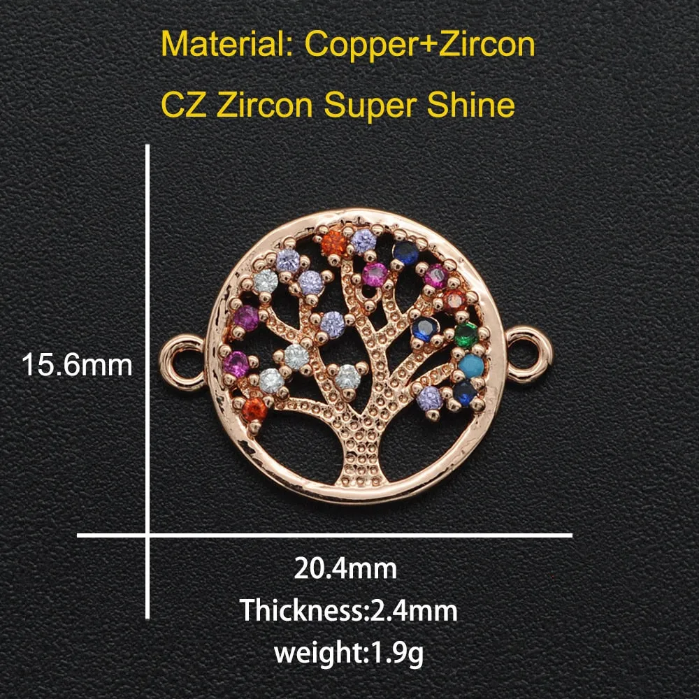 CZ Charms Cactus Necklace Pendant Zircon Tree of Life Connector For Jewelry Bracelet Accessories