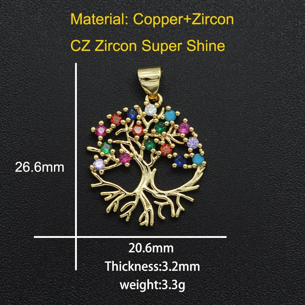 CZ Charms Cactus Necklace Pendant Zircon Tree of Life Connector For Jewelry Bracelet Accessories