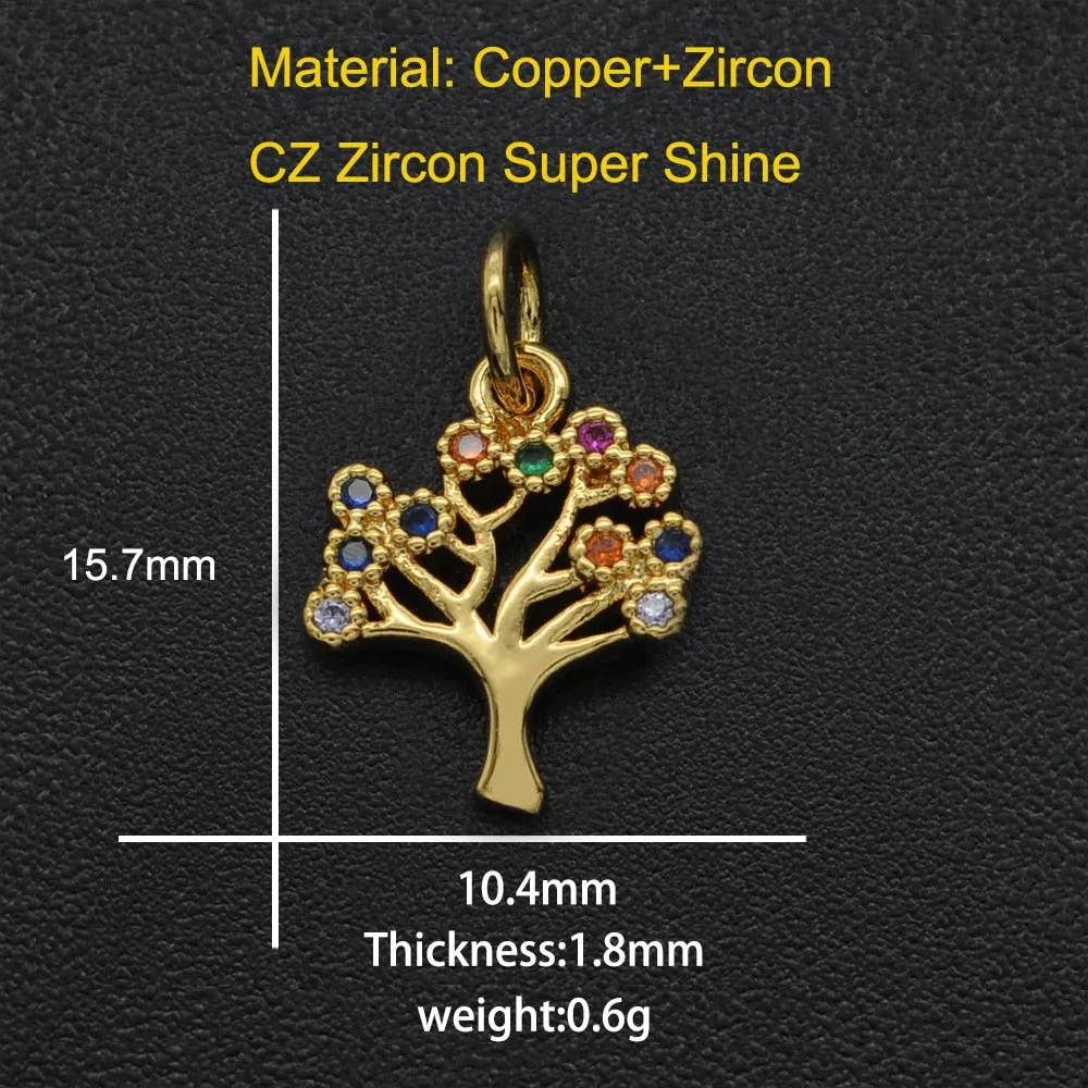 CZ Charms Cactus Necklace Pendant Zircon Tree of Life Connector For Jewelry Bracelet Accessories