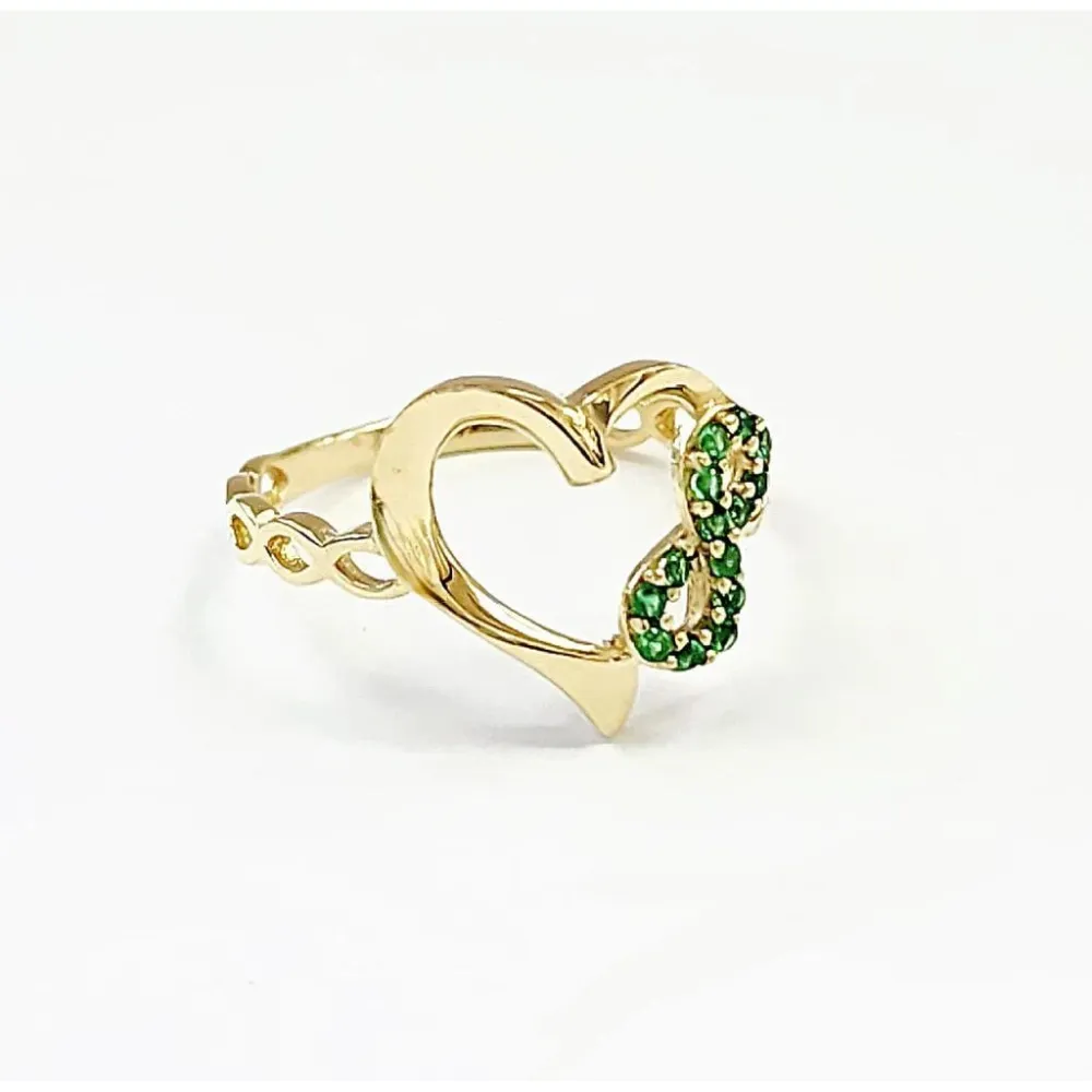 CZ Heart Statement Ring Infinity Design For Womens Ladies Girls 14K Yellow Gold #7