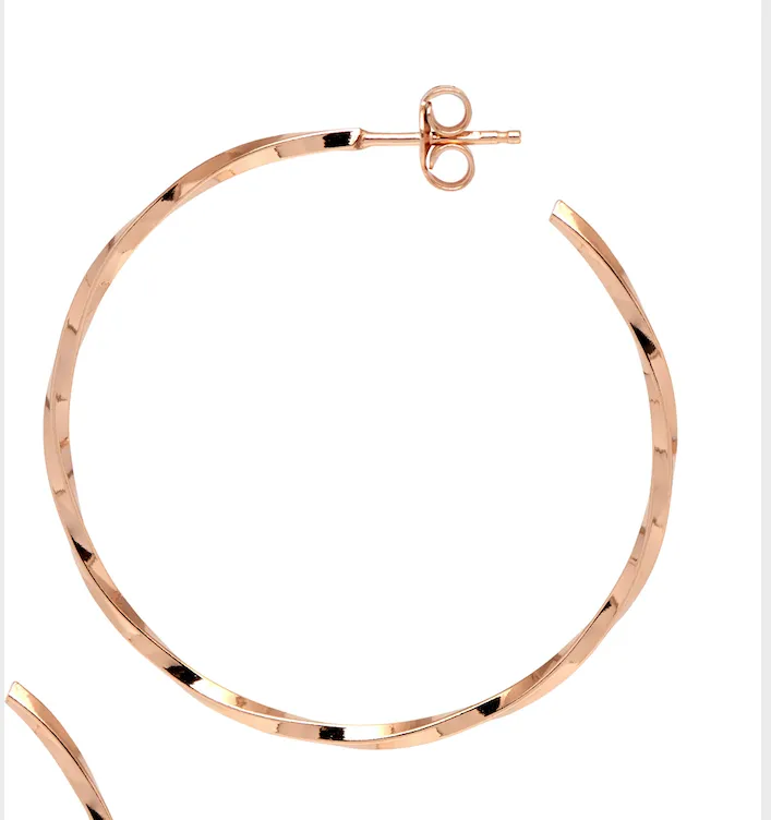 Delicate Lago di Como Twist Hoop Earrings - Rose Gold - 3 x sizes