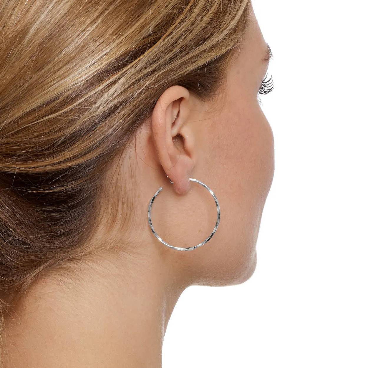 Delicate Lago di Como Twist Hoop Earrings - Silver