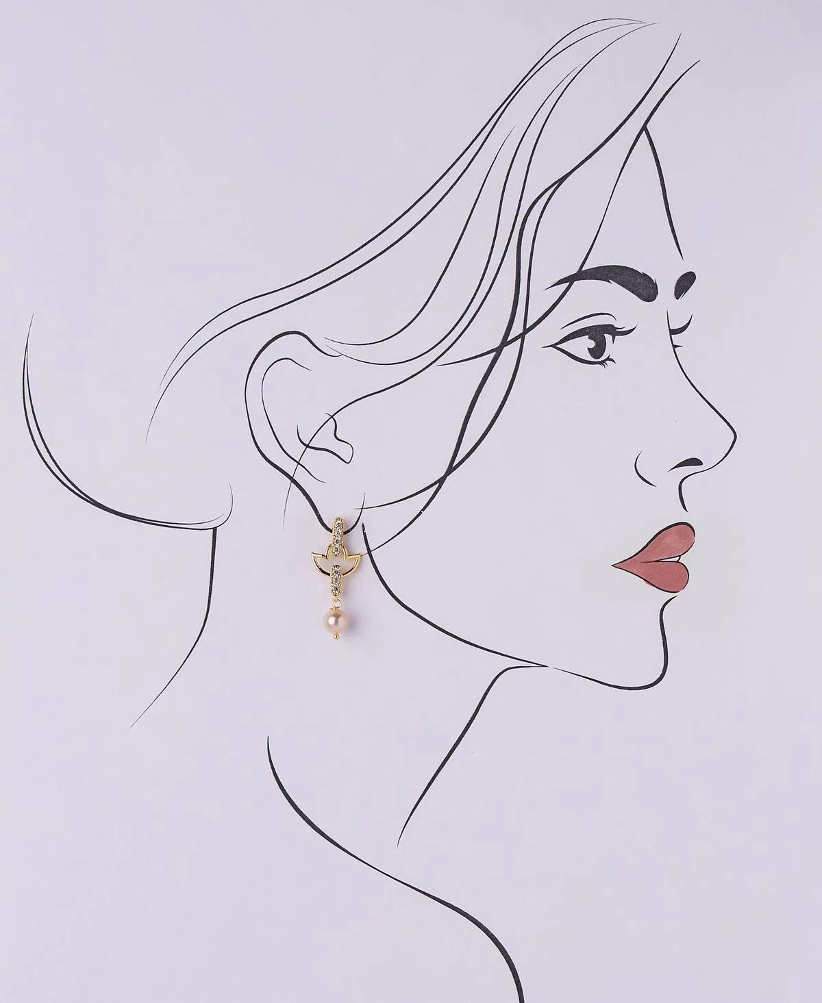 Delicate leaf Pearl Hanging Earring