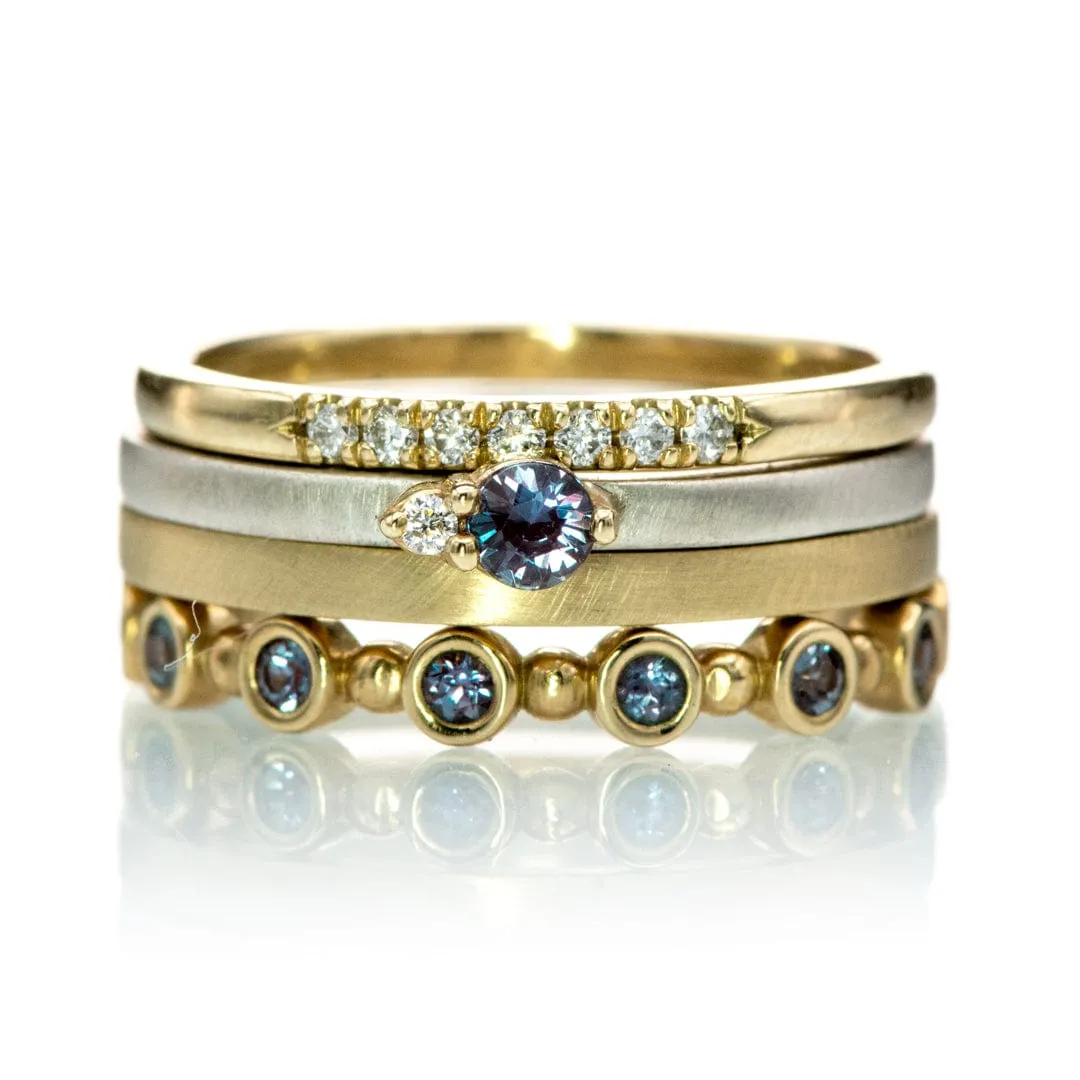 Diamond Accented Alexandrite 14k Gold & Sterling Silver Stacking Ring