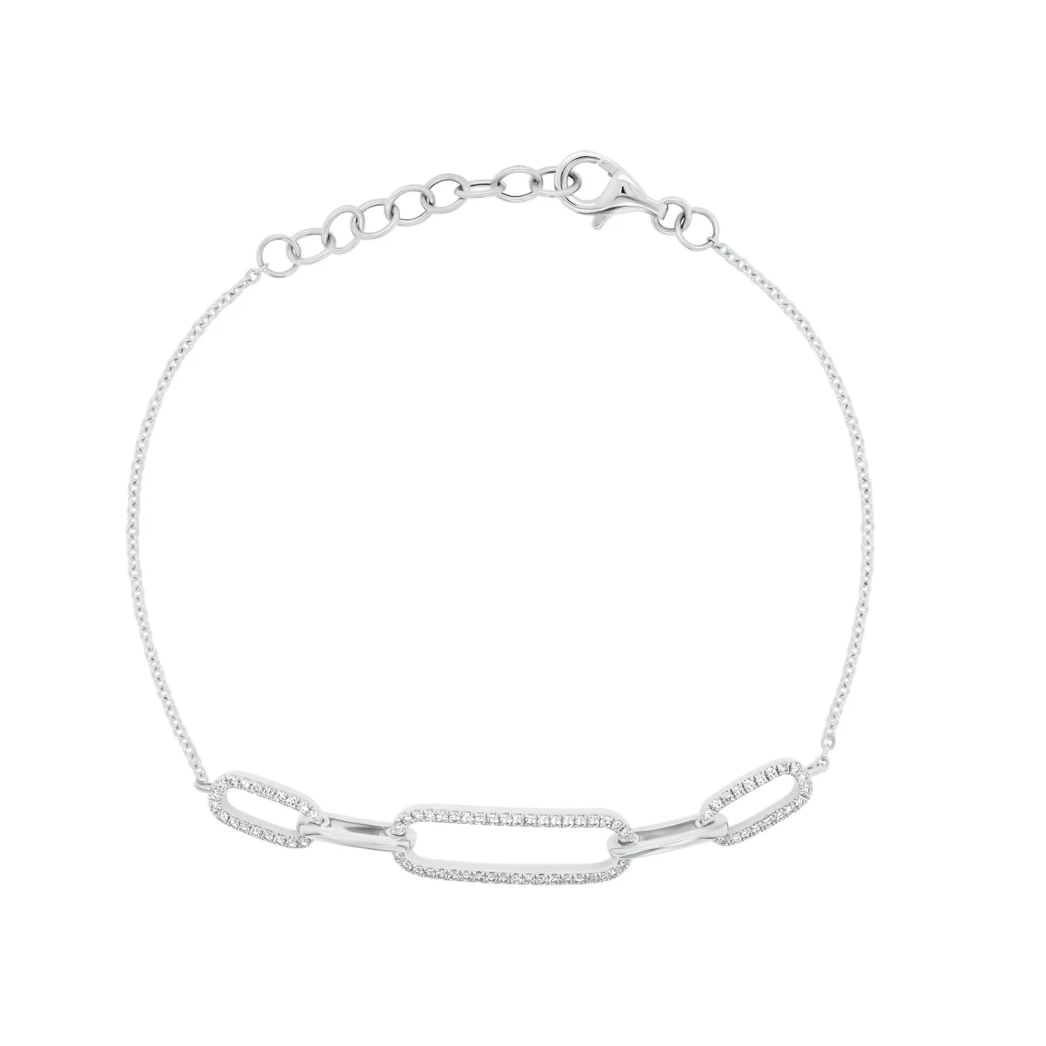 Diamond Paperclip Link Fashion Bracelet