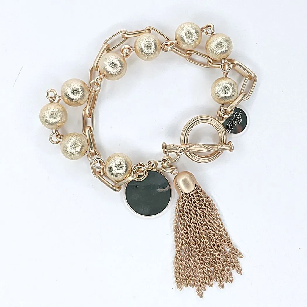 Double Chain & Bead Bracelet