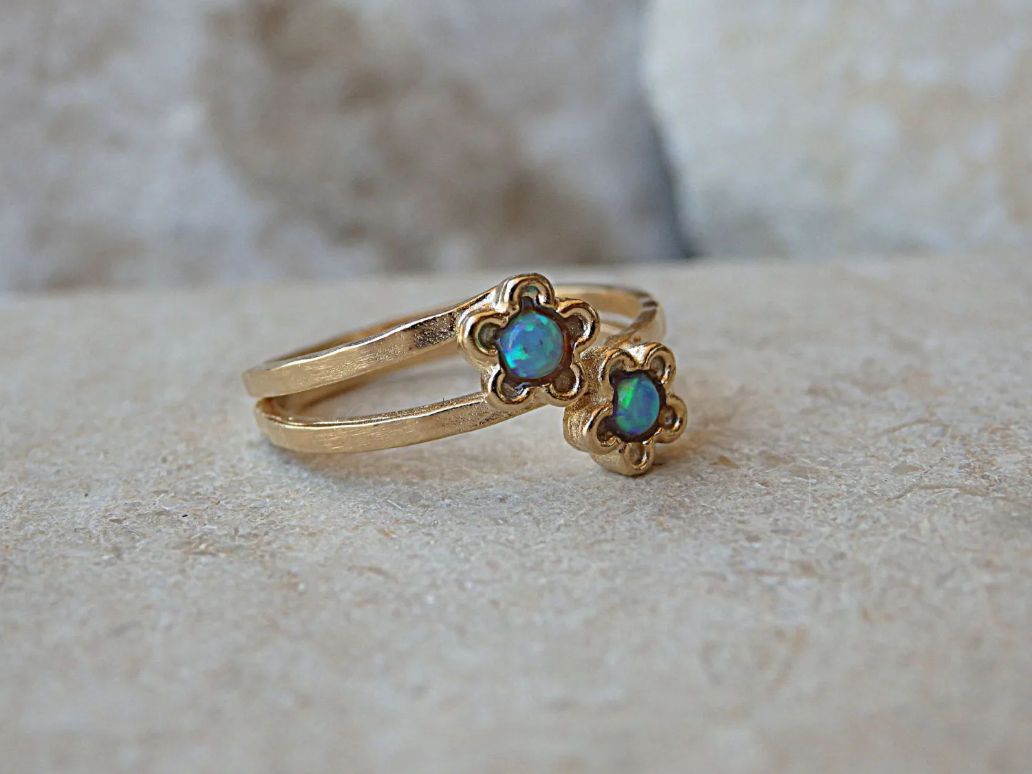 Double Opal Gold Ring