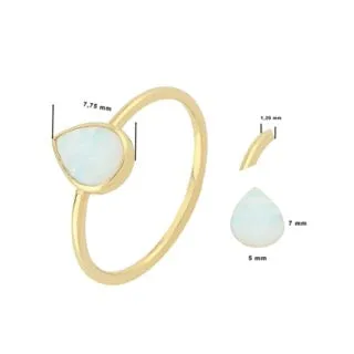 Drop Opal Ring – Exquisite 14K Solid Gold with Iridescent Opal