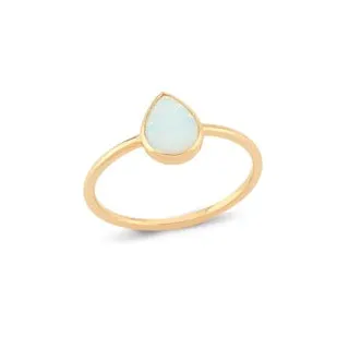 Drop Opal Ring – Exquisite 14K Solid Gold with Iridescent Opal