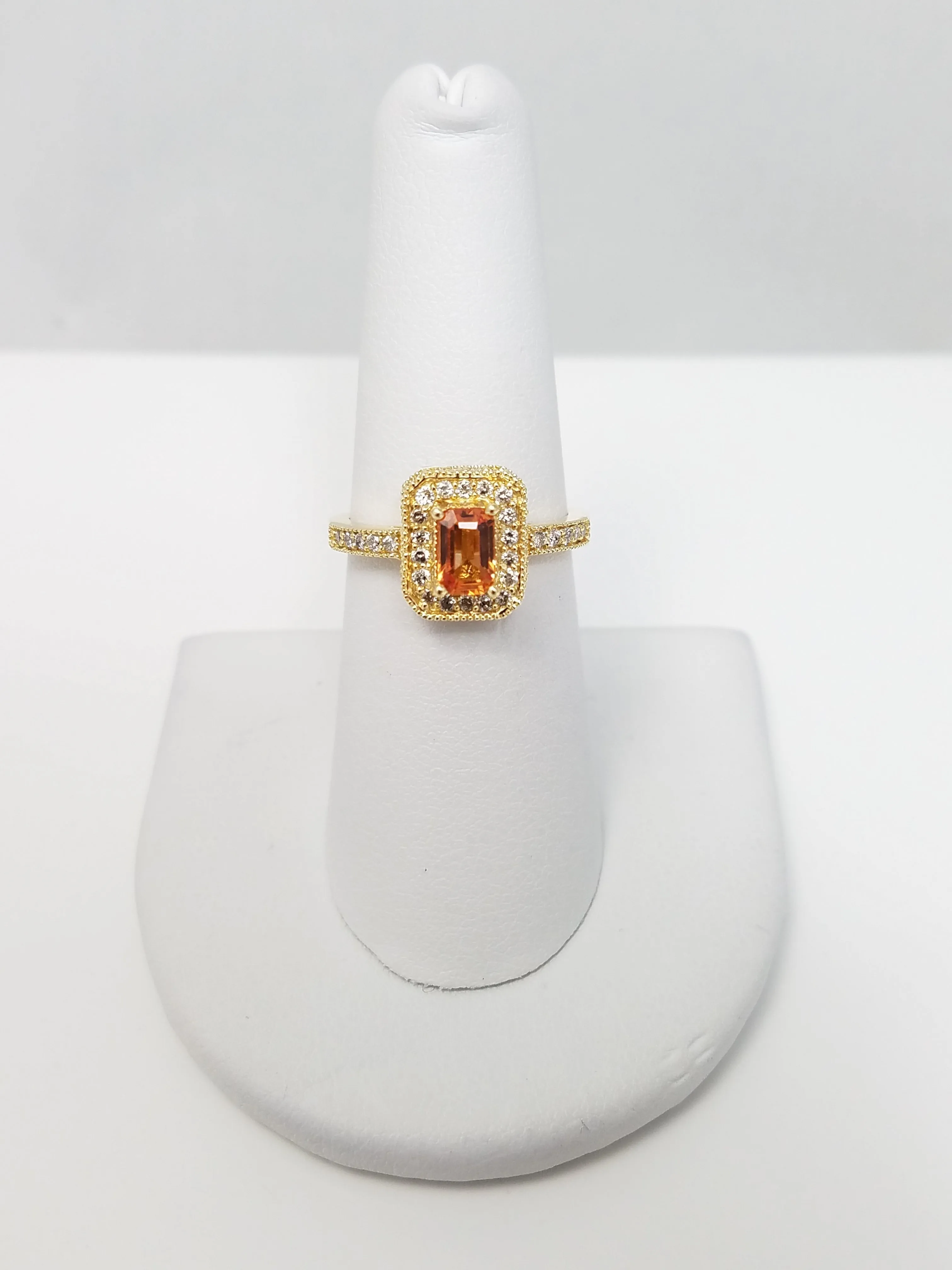 Effy Natural Orange Sapphire & Natural Diamond 14k Yellow Gold Ring