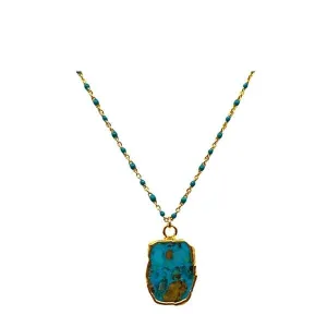 Electroform Pendant on Gold Vermeil or Plated Beaded Chain: Turquoise (_NG778TQ)