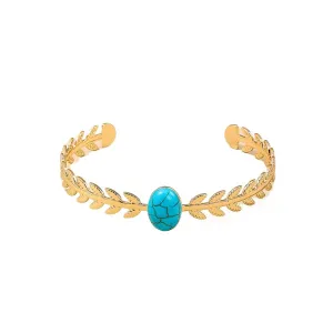 Elegant Turquoise Bracelet with Metal Jewelry Design, Inspired by Nature