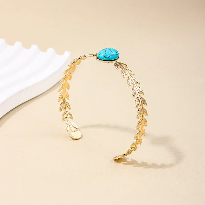 Elegant Turquoise Bracelet with Metal Jewelry Design, Inspired by Nature