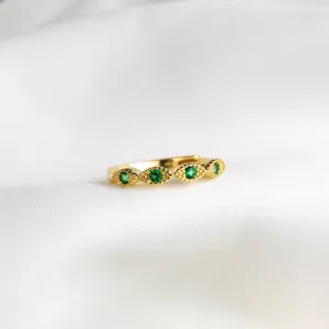 Emerald Delicate Cubic Hoop