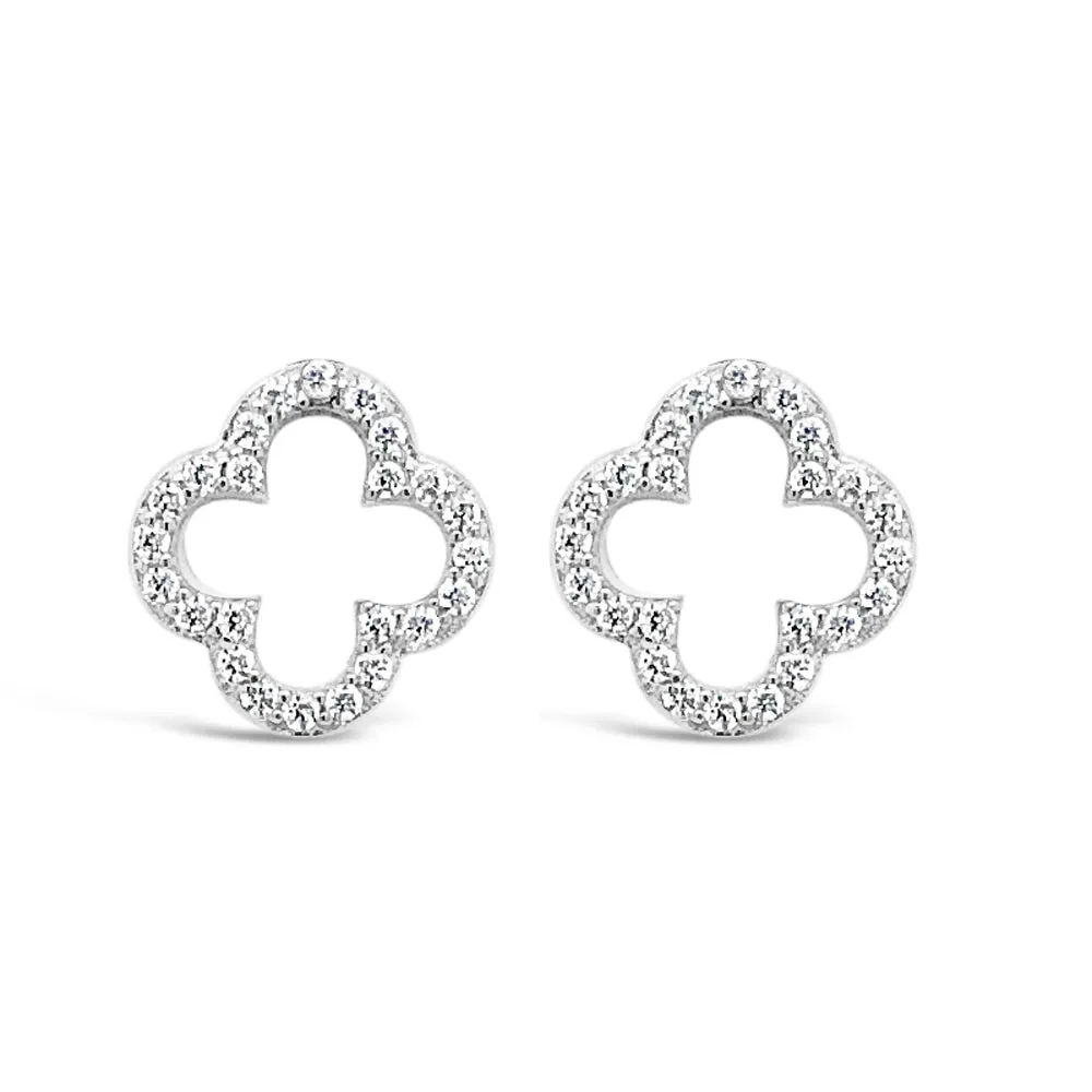 Emery Crystal Sterling Silver Delicate Stud Earrings