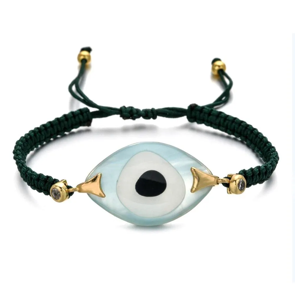 Evil Eye Trendy Bohemian Adjustable Braided Rope Charm Bracelet For Women