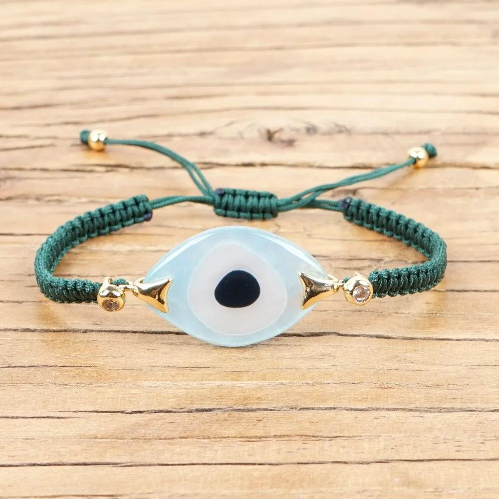 Evil Eye Trendy Bohemian Adjustable Braided Rope Charm Bracelet For Women