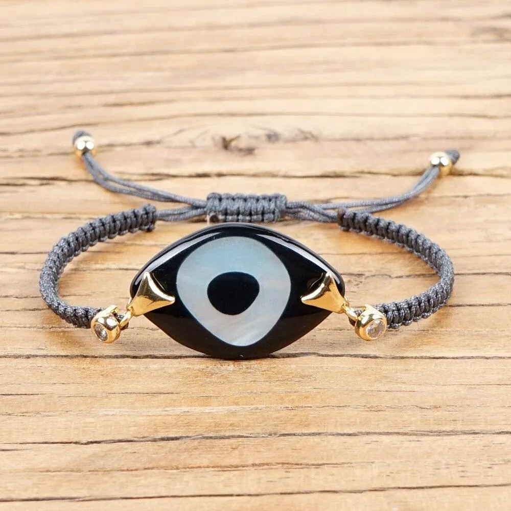 Evil Eye Trendy Bohemian Adjustable Braided Rope Charm Bracelet For Women