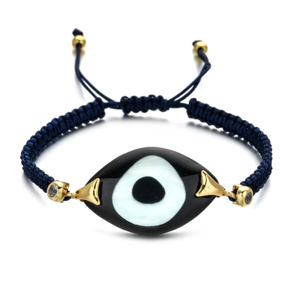 Evil Eye Trendy Bohemian Adjustable Braided Rope Charm Bracelet For Women