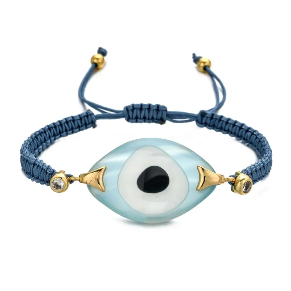 Evil Eye Trendy Bohemian Adjustable Braided Rope Charm Bracelet For Women