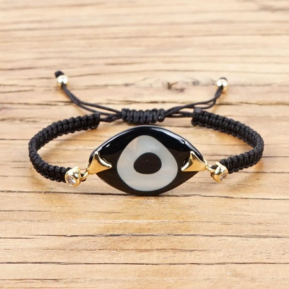 Evil Eye Trendy Bohemian Adjustable Braided Rope Charm Bracelet For Women