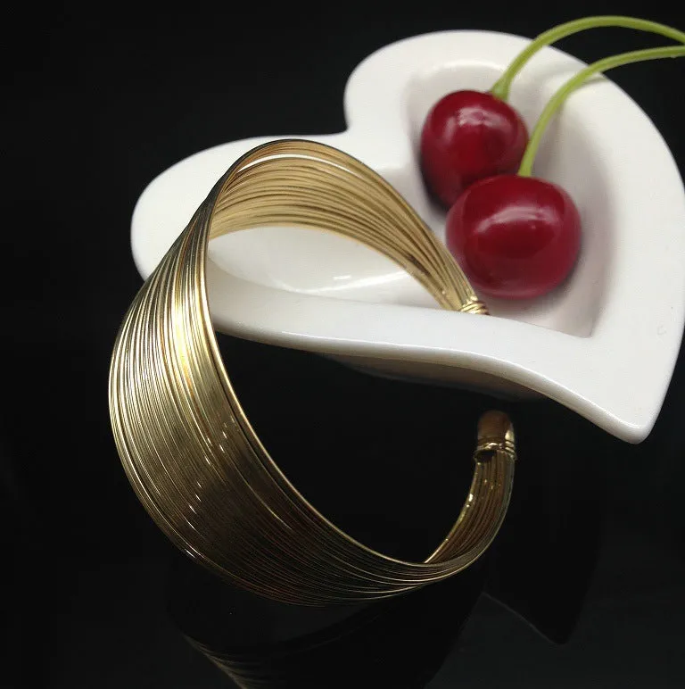 Extravagant Multi-Layered Metal Wire Bracelet with Bold Style