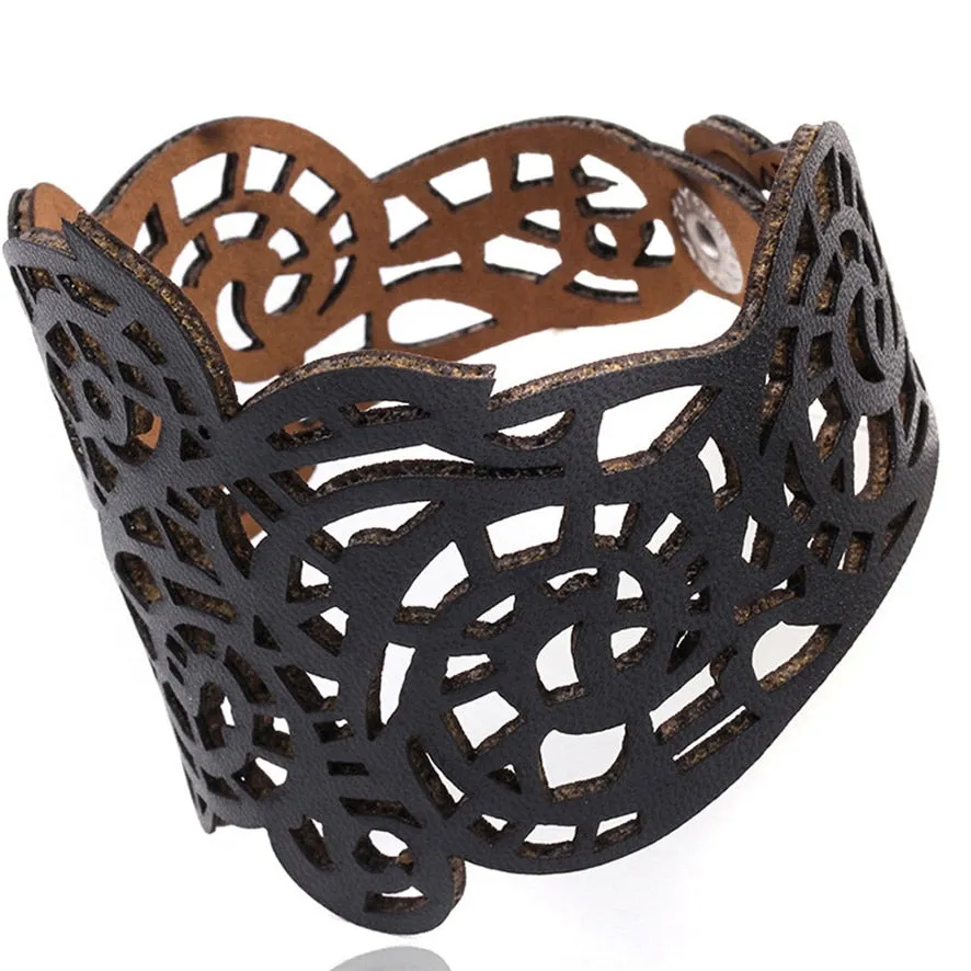 Faux Leather Bracelet Personality Fashion Openwork Pattern Bracelet Bracelet Jewelry