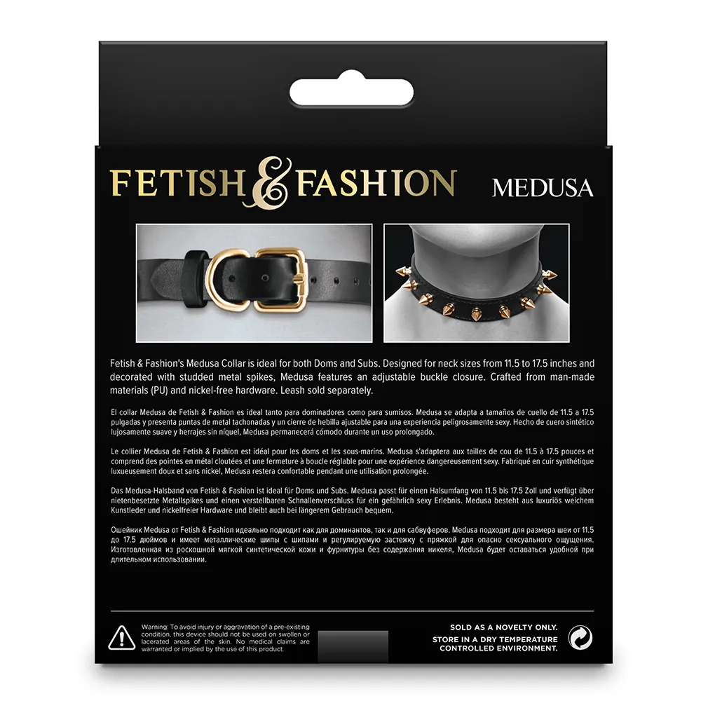 Fetish & Fashion Medusa Faux Leather Gold Spiked Choker